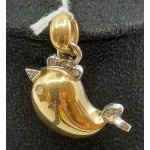 Alfieri St John - 18k  White Yellow  Gold Diamond Bird pendant with 18kt White Gold Chain  Necklace